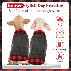 img 1 attached to 🐶 Kuoser Dog Sweater: Cozy Plaid Patchwork Knitwear Vest for Small Medium Pets - Fall/Winter Cold Weather Coat