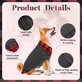 img 2 attached to 🐶 Kuoser Dog Sweater: Cozy Plaid Patchwork Knitwear Vest for Small Medium Pets - Fall/Winter Cold Weather Coat