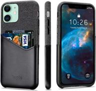 sea island cotton series slim card case for iphone 11 (6.1"), black fabric cover with leather card slot for premium protection logo