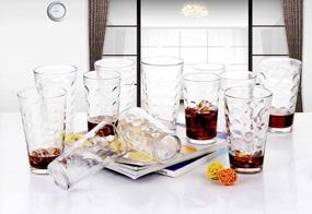 img 3 attached to Set Of 12 Amlong Crystal Drinking Glasses In Harmony Design - Includes 6 12Oz And 6 16Oz Glasses