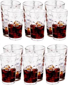 img 4 attached to Set Of 12 Amlong Crystal Drinking Glasses In Harmony Design - Includes 6 12Oz And 6 16Oz Glasses