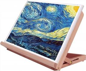 img 4 attached to Adjustable Wooden Artist Easel With 16.8" X 12.5" Drawing Board - Portable Tabletop Sketching Board For Painting, Drawing, And Drafting, With Display Capability