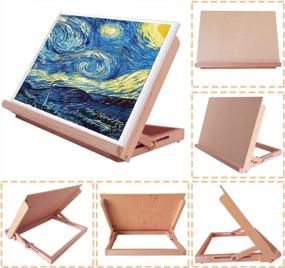 img 1 attached to Adjustable Wooden Artist Easel With 16.8" X 12.5" Drawing Board - Portable Tabletop Sketching Board For Painting, Drawing, And Drafting, With Display Capability