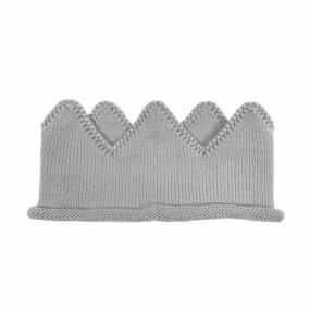 img 2 attached to Light Gray Bowbear Prince & Princess Knitted Birthday Party Crown Hat