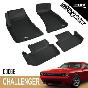 img 4 attached to 👟 Custom Fit Kagu Series 3D MAXpider All-Weather Floor Mats for Dodge Challenger RWD 2015-2021 - Black, 1st & 2nd Row Car Floor Liners