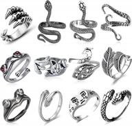unleash your wild side with 12 pieces of vintage animal-themed rings for women, men, and girls logo