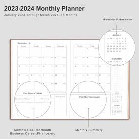 img 2 attached to 2023 Planner Weekly And Monthly - RETTACY Large 2023 Planner With 192 Pages,A4 Monthly Calendar Planner 8.3" X 11.7",Jan 2023 To Mar 2024,Back Pocket,2 Book Marks