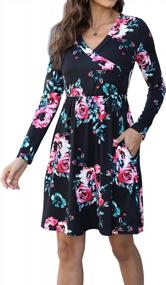 img 4 attached to Stylish And Comfortable: LAINAB Women'S Long Sleeve Floral Tunic Wrap Dress With Pockets For Casual Fall Wear