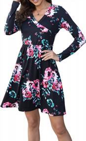 img 3 attached to Stylish And Comfortable: LAINAB Women'S Long Sleeve Floral Tunic Wrap Dress With Pockets For Casual Fall Wear