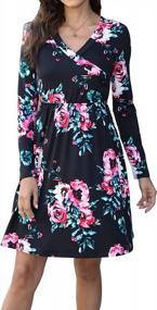 img 2 attached to Stylish And Comfortable: LAINAB Women'S Long Sleeve Floral Tunic Wrap Dress With Pockets For Casual Fall Wear