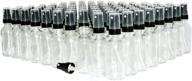 упаковка из 80 прозрачных бостонских круглых стеклянных бутылок с черным распылителем тонкого тумана - 2 унции. емкость от gbo glassbottleoutlet.com логотип