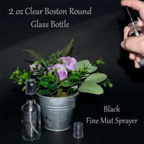 img 3 attached to Pack Of 80 Clear Boston Round Glass Bottles With Black Fine-Mist Sprayer - 2 Oz. Capacity From GBO GlassBottleOutlet.Com
