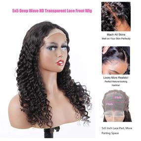 img 2 attached to BLY 5X5 HD Transparent Lace Front Wigs Human Hair Deep Wave Lace Closure Wig 24 Inch 180% Density Pre Plucked Wigs For Black Women Natural Color Full & Thick