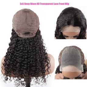 img 1 attached to BLY 5X5 HD Transparent Lace Front Wigs Human Hair Deep Wave Lace Closure Wig 24 Inch 180% Density Pre Plucked Wigs For Black Women Natural Color Full & Thick