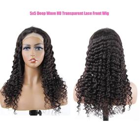 img 3 attached to BLY 5X5 HD Transparent Lace Front Wigs Human Hair Deep Wave Lace Closure Wig 24 Inch 180% Density Pre Plucked Wigs For Black Women Natural Color Full & Thick