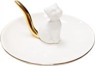 глазурованная керамическая тарелка для колец ezdc, тарелка-держатель для колец с золотым хвостом, 4,5-дюймовая тарелка для ювелирных изделий, держатель для колец для ювелирных изделий, колец, серег и ожерелий логотип