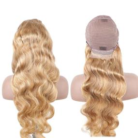 img 1 attached to BLY Ombre Blonde Lace Front Wigs For Women Human Hair Light Brown To Blonde #27 Color Body Wave 4X4 Transparent Lace 180% Density Glueless Pre Plucked Wigs 24 Inch