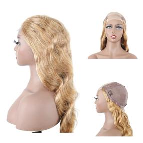 img 2 attached to BLY Ombre Blonde Lace Front Wigs For Women Human Hair Light Brown To Blonde #27 Color Body Wave 4X4 Transparent Lace 180% Density Glueless Pre Plucked Wigs 24 Inch