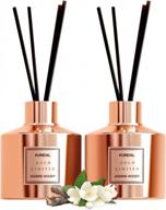 luxuriate in the relaxing jasmine woody scent of kundal's 6.8 oz limited edition reed diffuser set - rose gold for home fragrances logo