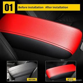 img 3 attached to 🚗 AOMSAZTO Automotive Center Console Cover for Nissan Altima - Faux Leather Car Armrest Cover - Seat Box Protector - Custom Fit - Compatible with 2013-2018 Altima - Red Car Accessories