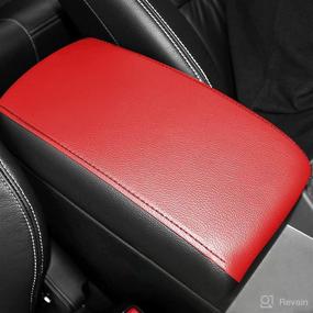 img 4 attached to 🚗 AOMSAZTO Automotive Center Console Cover for Nissan Altima - Faux Leather Car Armrest Cover - Seat Box Protector - Custom Fit - Compatible with 2013-2018 Altima - Red Car Accessories