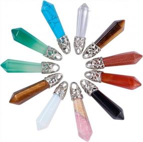 img 3 attached to 20Pcs Hexagonal Natural Crystal Pendants - Mix Gemstone Quartz Healing Stone Rock Charm Beads For DIY Jewelry Making With Bullet Shape Pointed Crystal Quartz Stone - Beadthoven