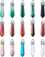 20pcs hexagonal natural crystal pendants - mix gemstone quartz healing stone rock charm beads for diy jewelry making with bullet shape pointed crystal quartz stone - beadthoven logo