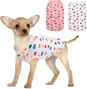 img 4 attached to 🐾 Preferhouse 2-Piece Heart Print Dog & Cat T-Shirt Set- Breathable Pet Apparel for Small and Medium Pets