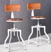 lokkhan bar stools with backs set of 2-adjustable swivel farmhouse kitchen counter breakfast stools-19-23 inch seat height short industrial barstools-white metal brown wood-heavy duty logo
