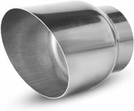 3" inlet exhaust tip, 4" outlet 5" overall length stainless steel diesel tailpipe slant angle cut chrome polished weld-on autosaver88 logo