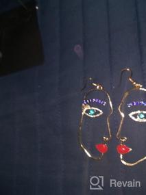 img 2 attached to Contour Face Dangle Earrings for Women - Abstract Face Fashion Accessories for Girls