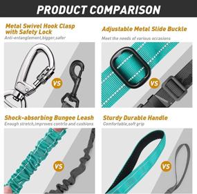 img 1 attached to 🐾 AUBELL Reflective Dog Leash with Car Seat Belt and Padded Handle - Heavy Duty Tactical Leash for Walking and Training Large & Medium Dogs - 4FT 6FT Strong Bungee Leash - Teal