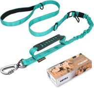 🐾 aubell reflective dog leash with car seat belt and padded handle - heavy duty tactical leash for walking and training large & medium dogs - 4ft 6ft strong bungee leash - teal logo