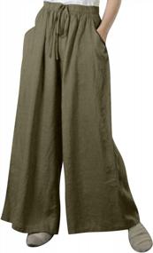 img 4 attached to Women'S Wide Leg Palazzo Pants With Floral Print, High Waisted Ruffle Hem & Pockets