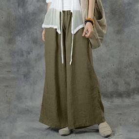 img 1 attached to Женские широкие брюки палаццо с цветочным принтом, высокой талией, рюшами и карманами