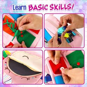 img 1 attached to Busy Board For Toddlers, Montessori Activities For Fine Motor Skills, Preschool Educational Bag With Game Board For Kids, Travel Sensory Toy In Car Or Airplane