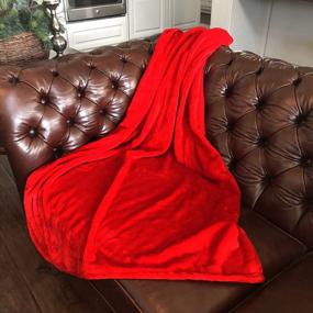 img 2 attached to Red 60X45 Super Soft Flannel Plush Light Weight Throw Blanket Allgala BLK82302