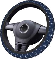 ⚓ navy blue anchor pattern neoprene anti-slip steering wheel cover 15 inch - universal car decoration for women and men - enhance grip and style логотип