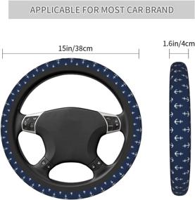 img 2 attached to ⚓ Navy Blue Anchor Pattern Neoprene Anti-Slip Steering Wheel Cover 15 Inch - Universal Car Decoration for Women and Men - Enhance Grip and Style