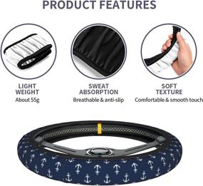 img 1 attached to ⚓ Navy Blue Anchor Pattern Neoprene Anti-Slip Steering Wheel Cover 15 Inch - Universal Car Decoration for Women and Men - Enhance Grip and Style
