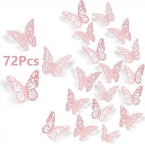 img 4 attached to SAOROPEB 3D Butterfly Wall Decor, 72Pcs 3 Sizes 3 Styles, Removable Stickers Wall Decor Room Mural For Party Cake Decoration Metallic Fridge Sticker Kids Bedroom Nursery Classroom Wedding Decor DIY Gift (Pink)