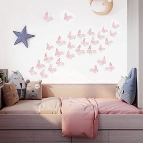 img 3 attached to SAOROPEB 3D Butterfly Wall Decor, 72Pcs 3 Sizes 3 Styles, Removable Stickers Wall Decor Room Mural For Party Cake Decoration Metallic Fridge Sticker Kids Bedroom Nursery Classroom Wedding Decor DIY Gift (Pink)