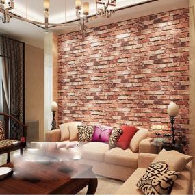 img 4 attached to Transform Your Space With QIHANG Red Brick Wall PVC Wallpaper Textured Bricks - 5.3㎡ Per Roll!