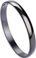 women's 8mm stainless steel bracelet - milakoo oval polished cuff bangle 6.7 logo