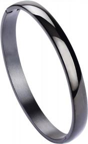 img 4 attached to Women'S 8MM Stainless Steel Bracelet - MILAKOO Oval Polished Cuff Bangle 6.7