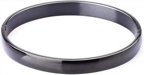 img 3 attached to Women'S 8MM Stainless Steel Bracelet - MILAKOO Oval Polished Cuff Bangle 6.7