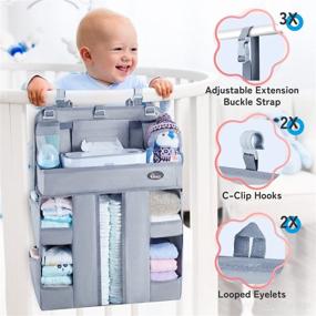 img 3 attached to 🏻 HHZ XL Hanging Diaper Caddy Organizer: Sturdy & Durable Baby Organizer for Changing Table, Crib, Playard or Wall - Nursery Organization Made Easy! Essential for Newborns