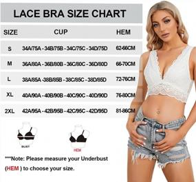 img 2 attached to YIANNA Women'S Lace Bralette - Sexy Deep V Neck Long Line Plunge Bralette With Unpadded Lace Design