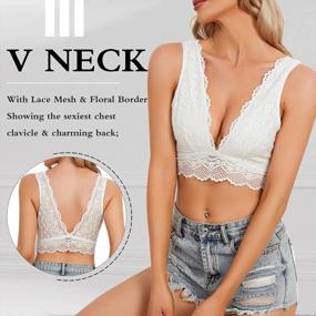 img 1 attached to YIANNA Women'S Lace Bralette - Sexy Deep V Neck Long Line Plunge Bralette With Unpadded Lace Design