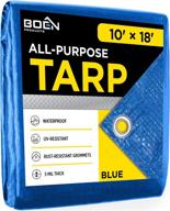 🔵 5 mil thick weave blue tarpaulin cover - multi-purpose waterproof material ideal for canopy tent, boat, rv, pool cover & more (10' x 18') логотип